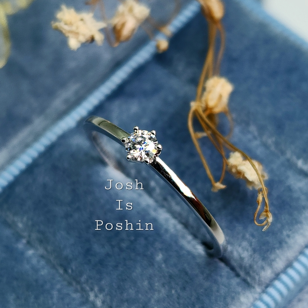 14K white gold Moissanite 0.10CTW six prong  solitaire engagement ring
